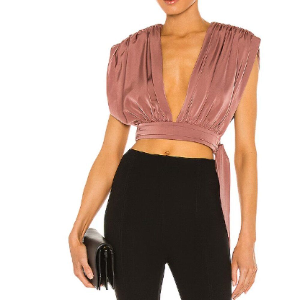 NBD Mauve Deep V wrap around top Size Medium